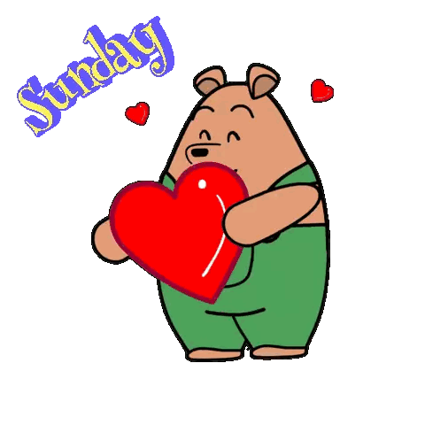 Bear Holding Red Heart Sunday Sticker