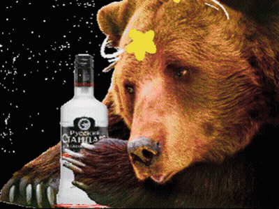Bear Holding Russian Vodka Bottle GIF