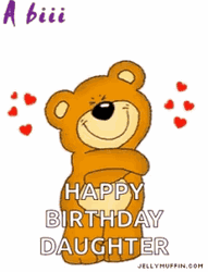 Bear Hug Happy Birthday Daughter  Art Design GIF