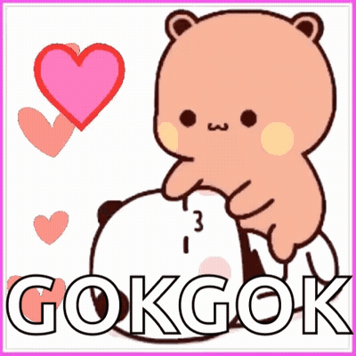 Bear Hugging Panda Sticker Saying I Love Gokgok GIF