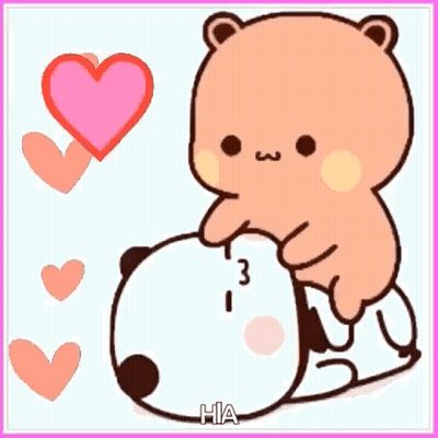 Bear Hugging Panda With Hearts GIF