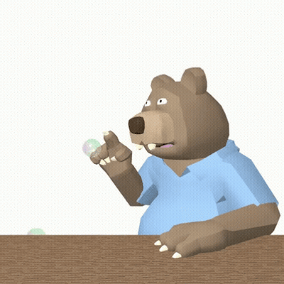 Bear In Blue Shirt Blowing Bubbles GIF
