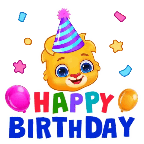 Bear In Party Hat Happy Birthday Sticker