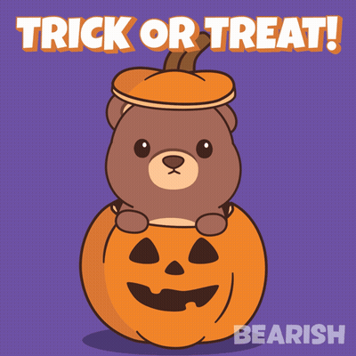 Bear In Pumpkin Saying Trick Or Treat GIF