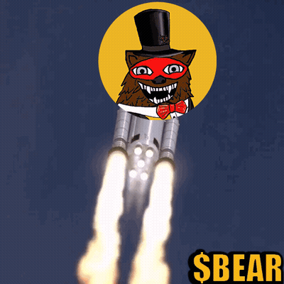 Bear In Top Hat And Bow Tie Flying GIF