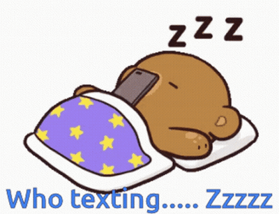 Bear Laying In Bed With Phone On Head Texting Zzzzz GIF