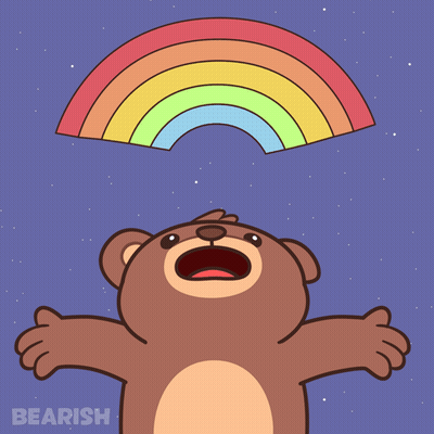 Bear Looking Up At Rainbow GIF