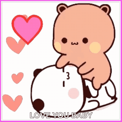 Bear Petting Another Bear With I Love You Heart GIF