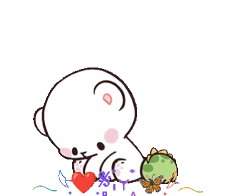 Bear Says Hi With Heart Sticker