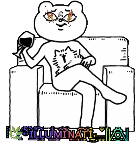 Bear Sitting In Chair Holding Wine Sticker