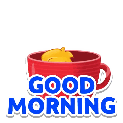 Bear Sitting In Red Cup Good Morning Sticker