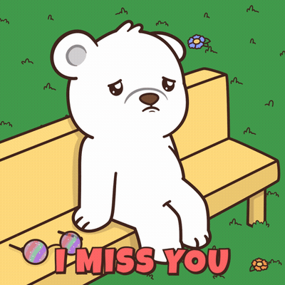 Bear Sitting On Bench Saying I Miss You GIF