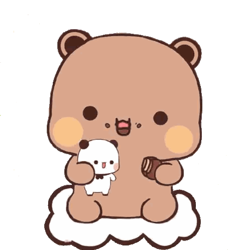 Bear Sitting On Cloud With Stuffed Animal Sticker