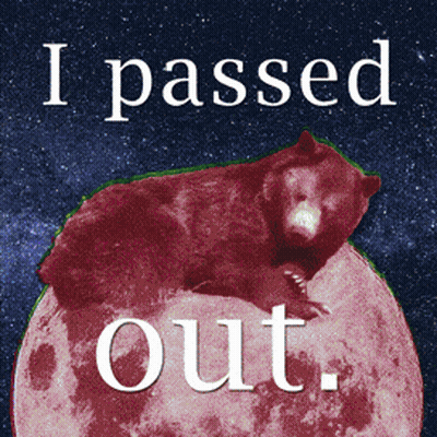 Bear Sitting On Full Moon Saying I Passed Out GIF