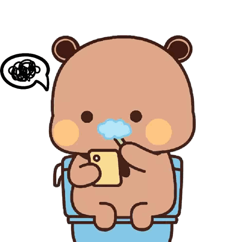 Bear Sitting On Toilet Holding Phone Sticker