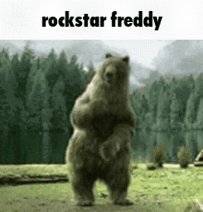 Bear Standing On Hind Legs With Rockstar Freddy GIF