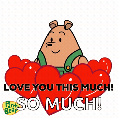 Bear Surrounded By Hearts Love You This Much GIF