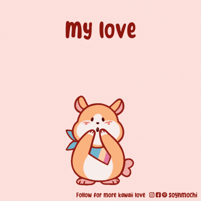 Bear Surrounded By Pink Hearts Saying My Love GIF