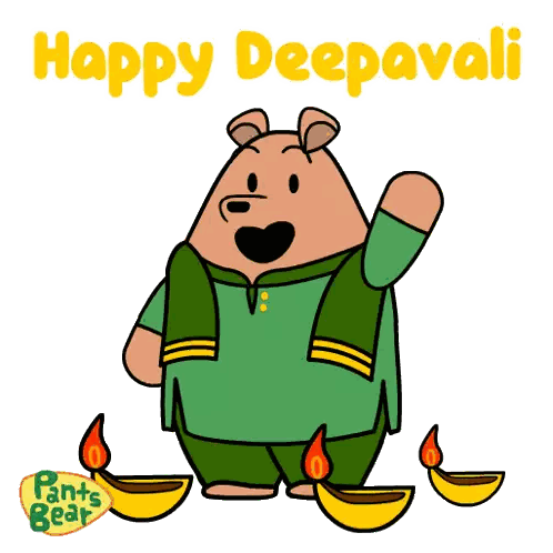 Bear Waving Happy Deepavali Sticker