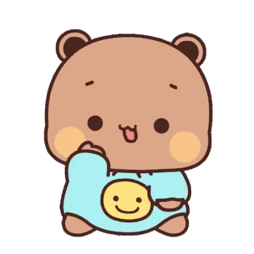Bear Wearing Blue Shirt With Smiley Face Sticker