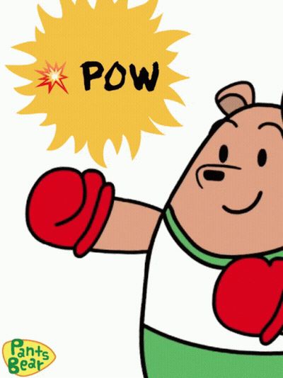 Bear Wearing Boxing Gloves Saying Pow GIF