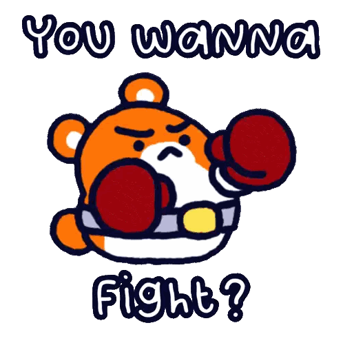 Bear Wearing Boxing Gloves Saying You Wanna Fight Sticker