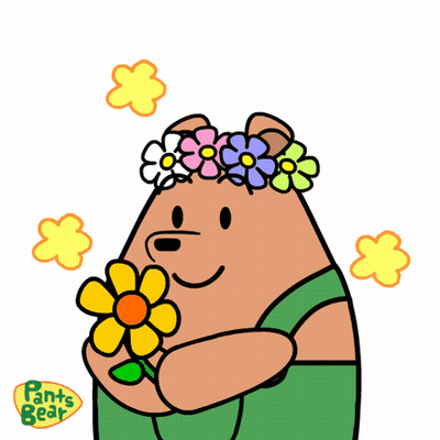 Bear Wearing Flower Crown And Pants GIF