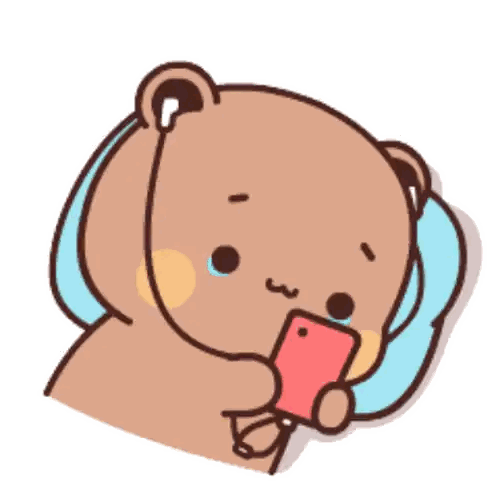 Bear Wearing Headphones Holding Cell Phone Sticker