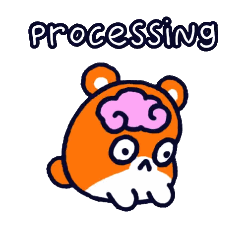 Bear With Brain And Processing Text Sticker