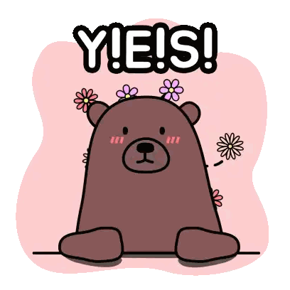 Bear With Flowers And Ye S Sticker