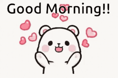 Bear With Hearts Saying Good Morning GIF