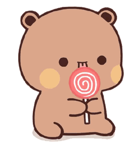 Bear With Lollipop And E Face Sticker