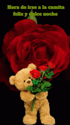 Bear With Rose Feliz Noche GIF