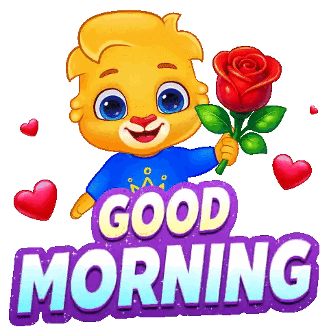 Bear With Rose Good Morning Sticker
