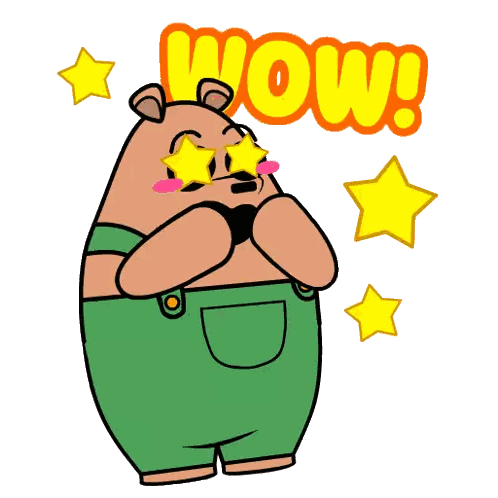 Bear With Stars In Eyes Wow Sticker