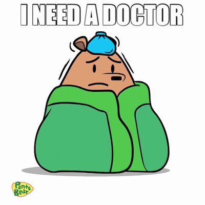 Bear Wrapped In Green Blanket Saying I Need A Doctor GIF