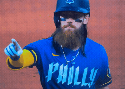 Bearded Baseball Player In Blue Jersey Philly GIF
