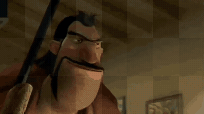 Bearded Cartoon Character Holding Angry White Rabbit GIF