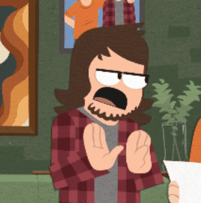 Bearded Cartoon Character Holding Paper Making Stop Sign GIF