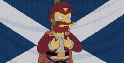 Bearded Cartoon Character In Kilt With Scottish Flag GIF