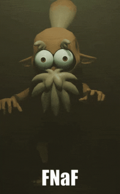 Bearded Cartoon Character With Big Eyes And Fnaf GIF