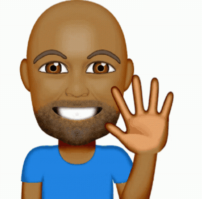 Bearded Cartoon Man In Blue Shirt Waving GIF