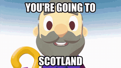 Bearded Cartoon Man Saying You're Going To Scotland GIF