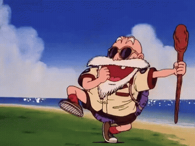 Bearded Cartoon Running On Beach Holding Stick GIF