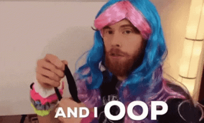 Bearded Guy With Wig And I Oop Meme GIF