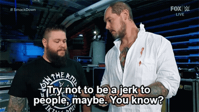 Bearded Long Haired Man Blue Vest Black Shirt GIF