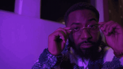 Bearded Man Adjusting Glasses GIF
