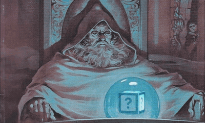 Bearded Man And Glass Ball With Question Mark GIF
