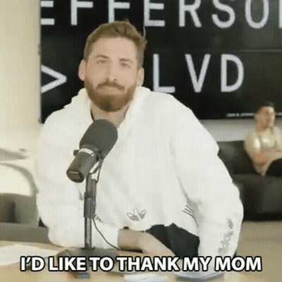 Bearded Man At Mic Saying I'd Like To Thank My Mom GIF