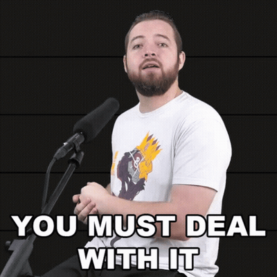 Bearded Man At Microphone Says You Must Deal With It GIF